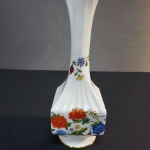 Dainty Vintage Aynsley Orange Flora Rose Bone China Bud Flower Vase 7"